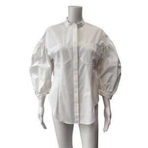 Ashlyn White Mock Neck Puff Sleeve Blouse size XS
